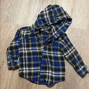 Old Navy Blue and Green Plaid Button Down Shirt
